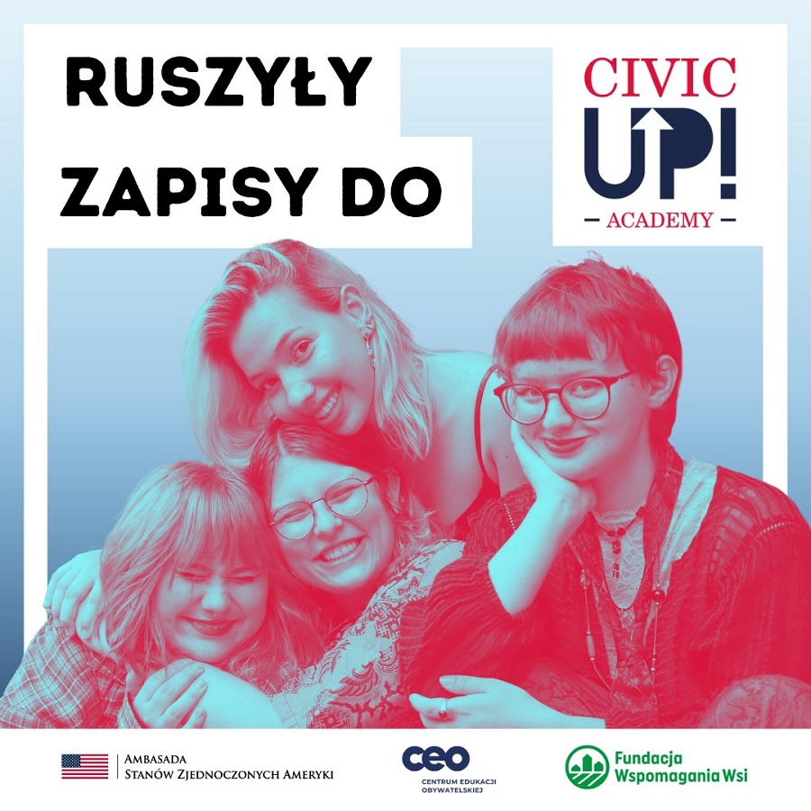 Na zdjęciu plakat promujący inicjatywę Civic up Academy.