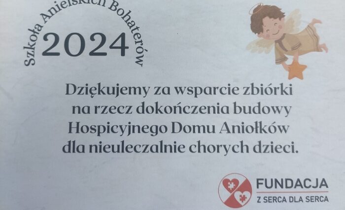 Na zdjęciu podziękowania od fundacji.