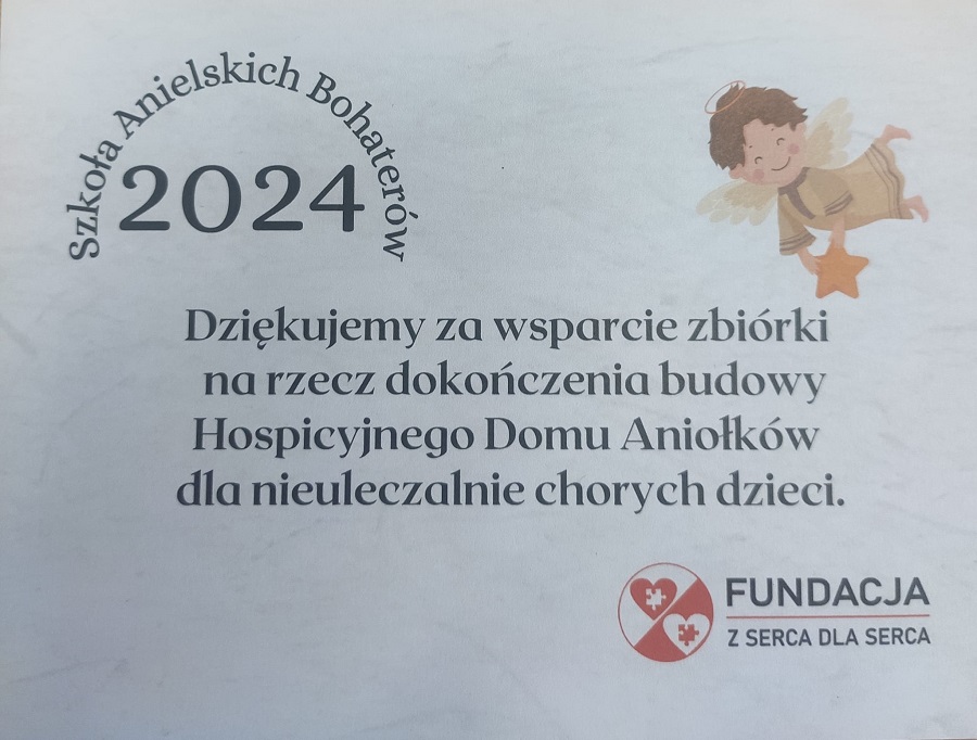 Na zdjęciu podziękowania od fundacji.